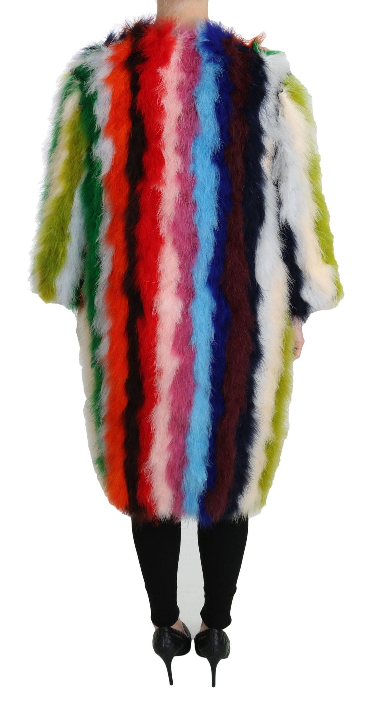 Dolce &amp; Gabbana Élégante veste longue en plumes multicolores