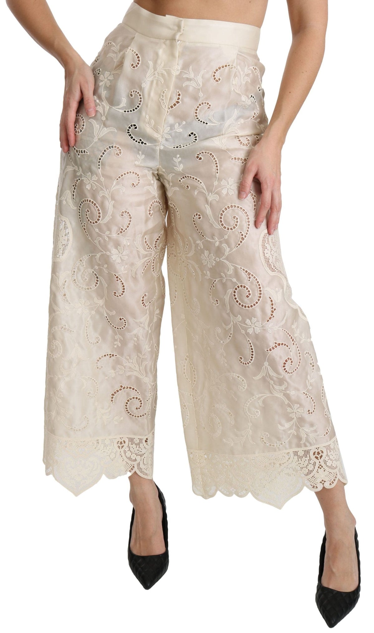 Pantalon Palazzo court taille haute élégant Dolce &amp; Gabbana