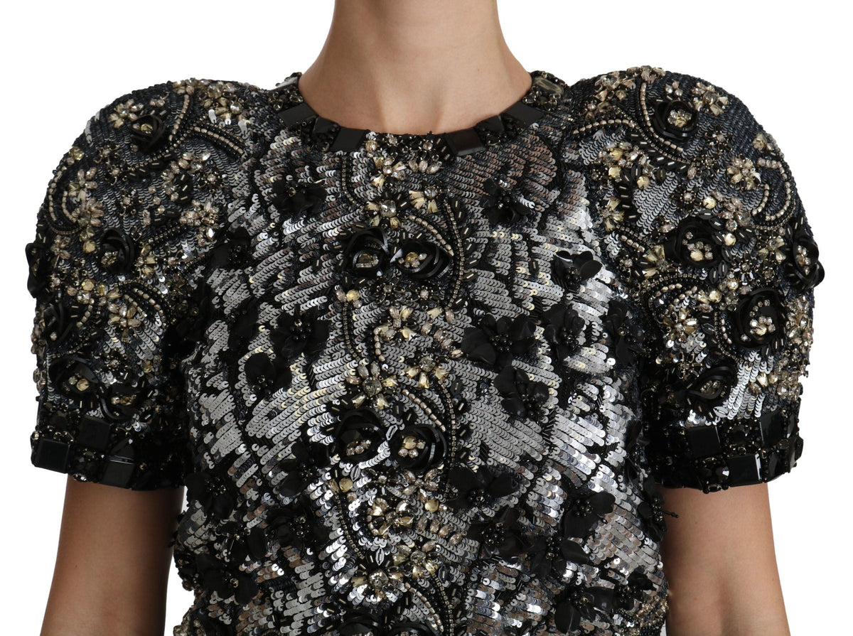 Haut ras du cou orné de cristaux et de paillettes Dolce &amp; Gabbana