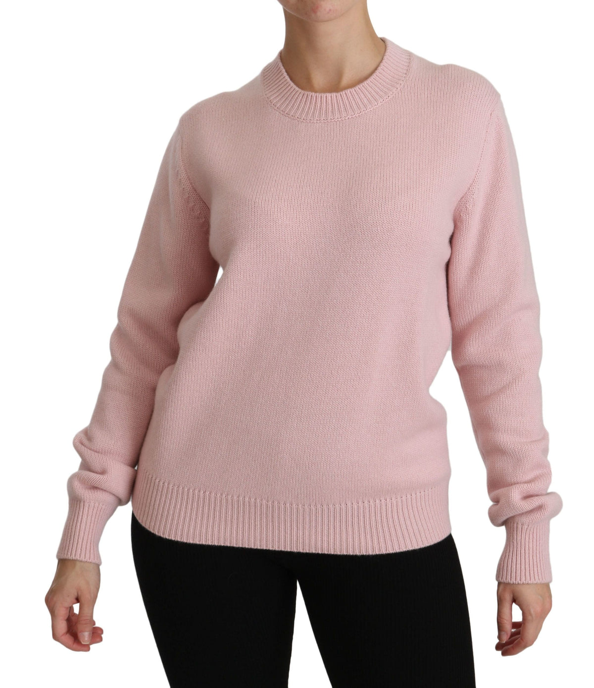 Dolce & Gabbana Cashmere-Blend Pink Crew Neck Sweater