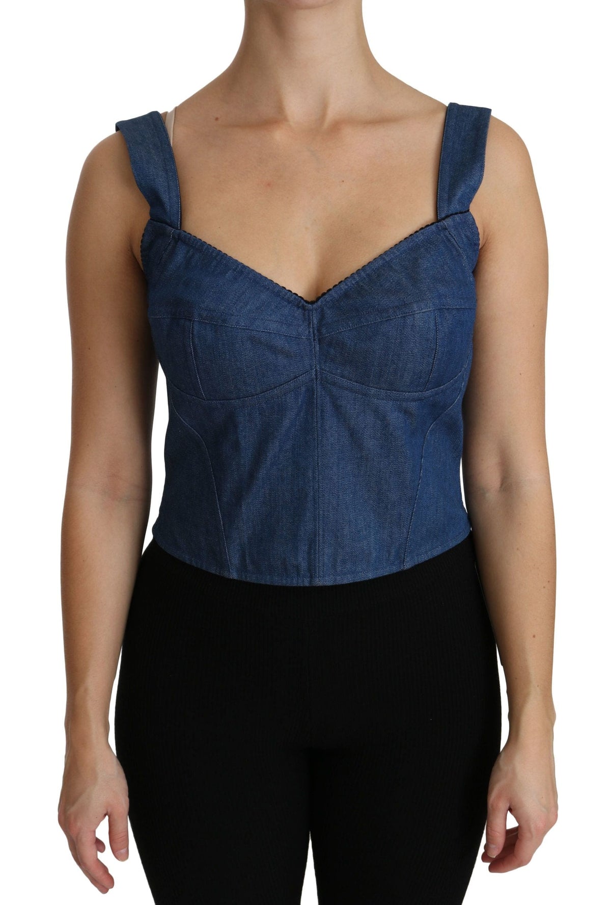 Top tipo bustier elegante sin mangas en azul de Dolce &amp; Gabbana