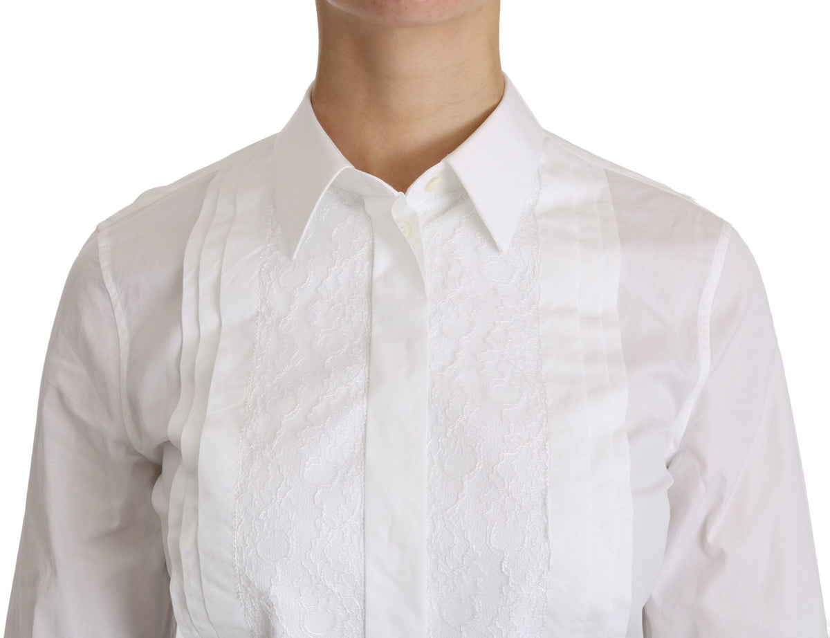 Polo elegante de manga larga con cuello blanco de Dolce &amp; Gabbana