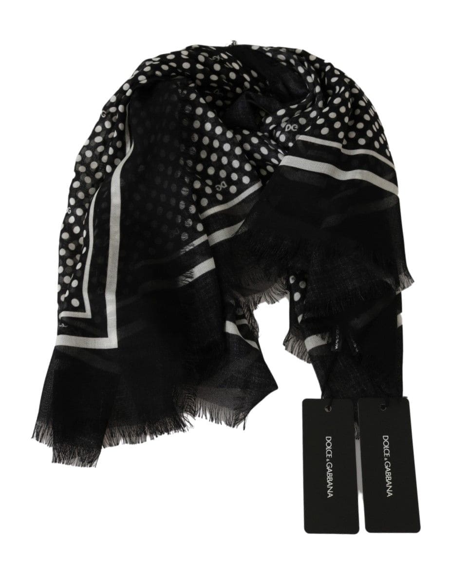 Dolce & Gabbana Elegant Black Silk Blend Polka Dotted Men's Scarf