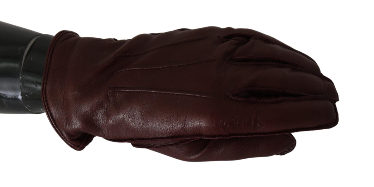 Gants élégants en cuir d'agneau marron Dolce &amp; Gabbana