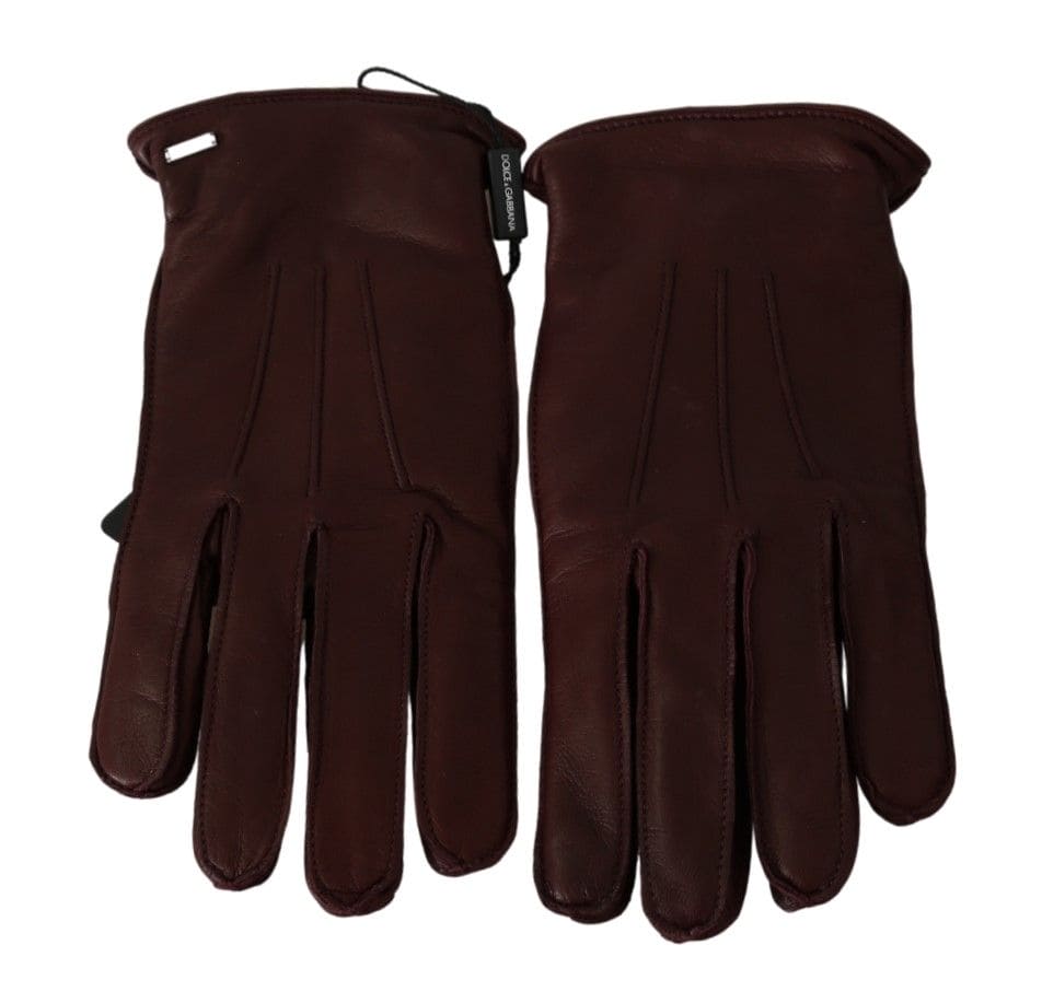 Gants élégants en cuir d'agneau marron Dolce &amp; Gabbana