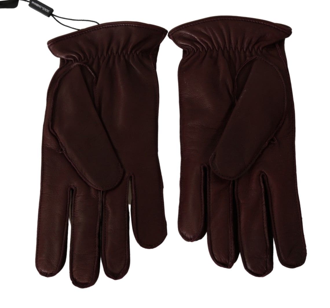 Gants élégants en cuir d'agneau marron Dolce &amp; Gabbana