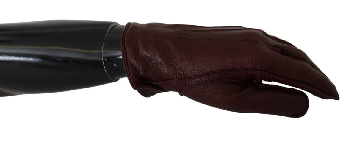 Gants élégants en cuir d'agneau marron Dolce &amp; Gabbana