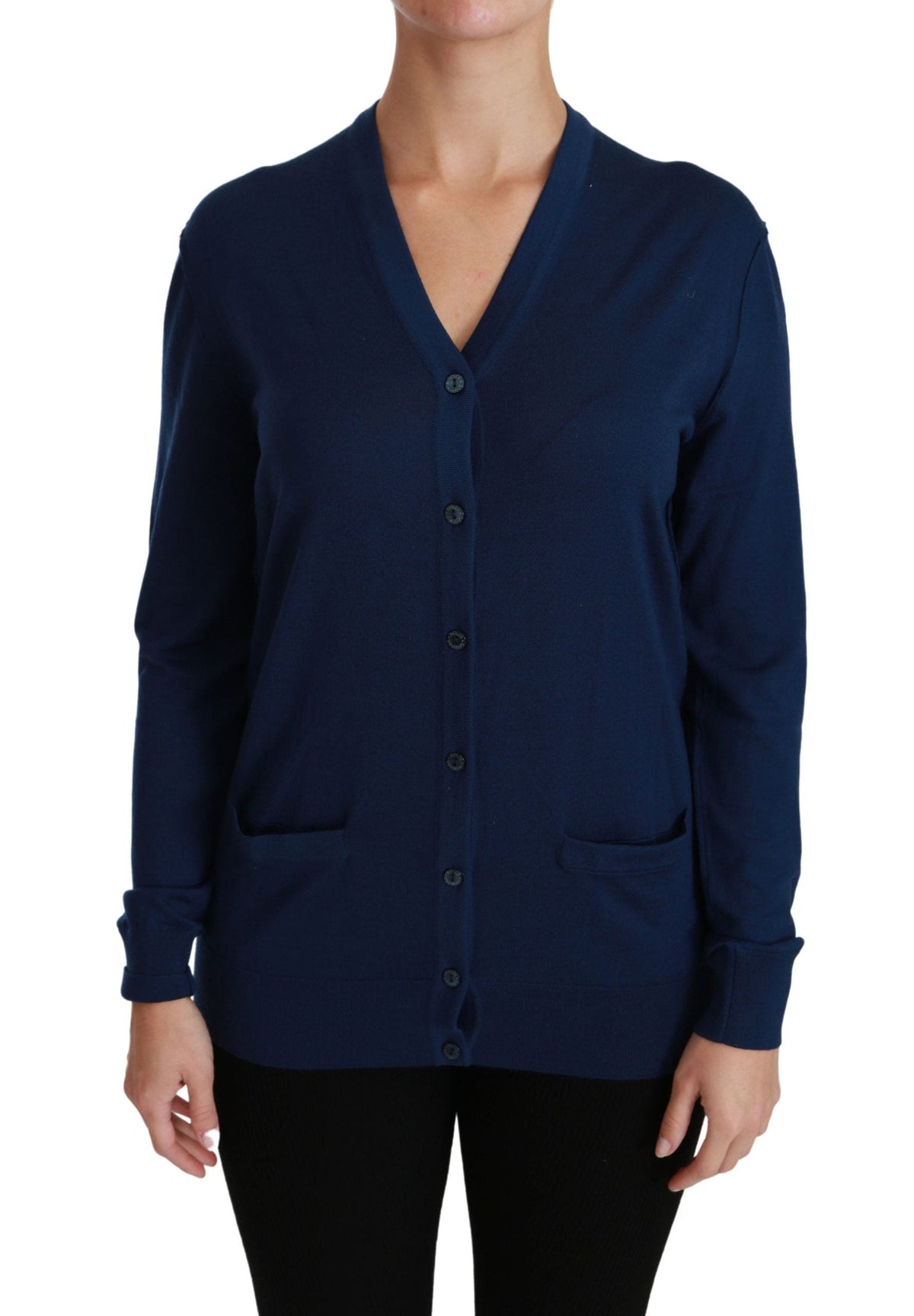 Dolce &amp; Gabbana - Cardigan élégant en laine vierge bleue