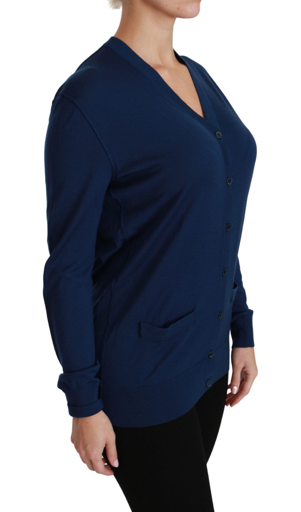 Dolce &amp; Gabbana - Cardigan élégant en laine vierge bleue