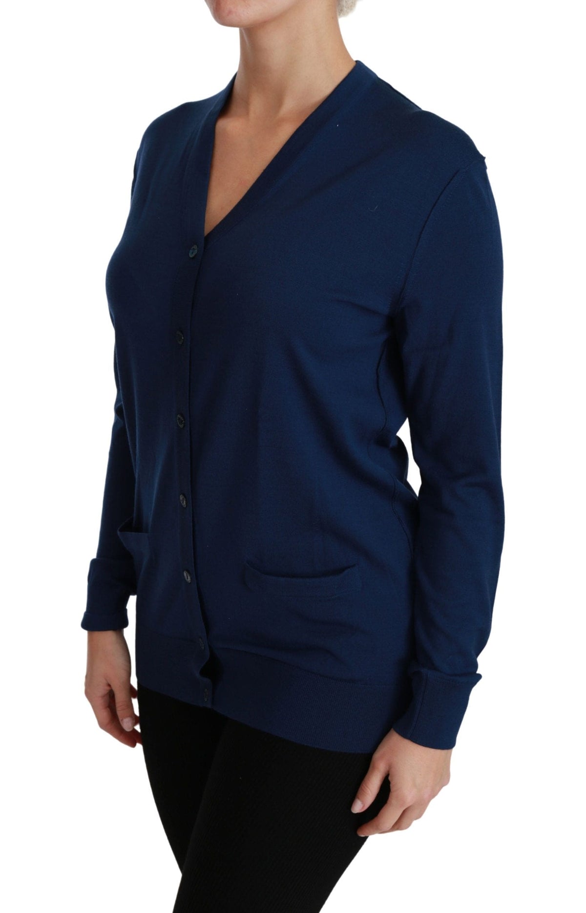 Dolce &amp; Gabbana - Cardigan élégant en laine vierge bleue