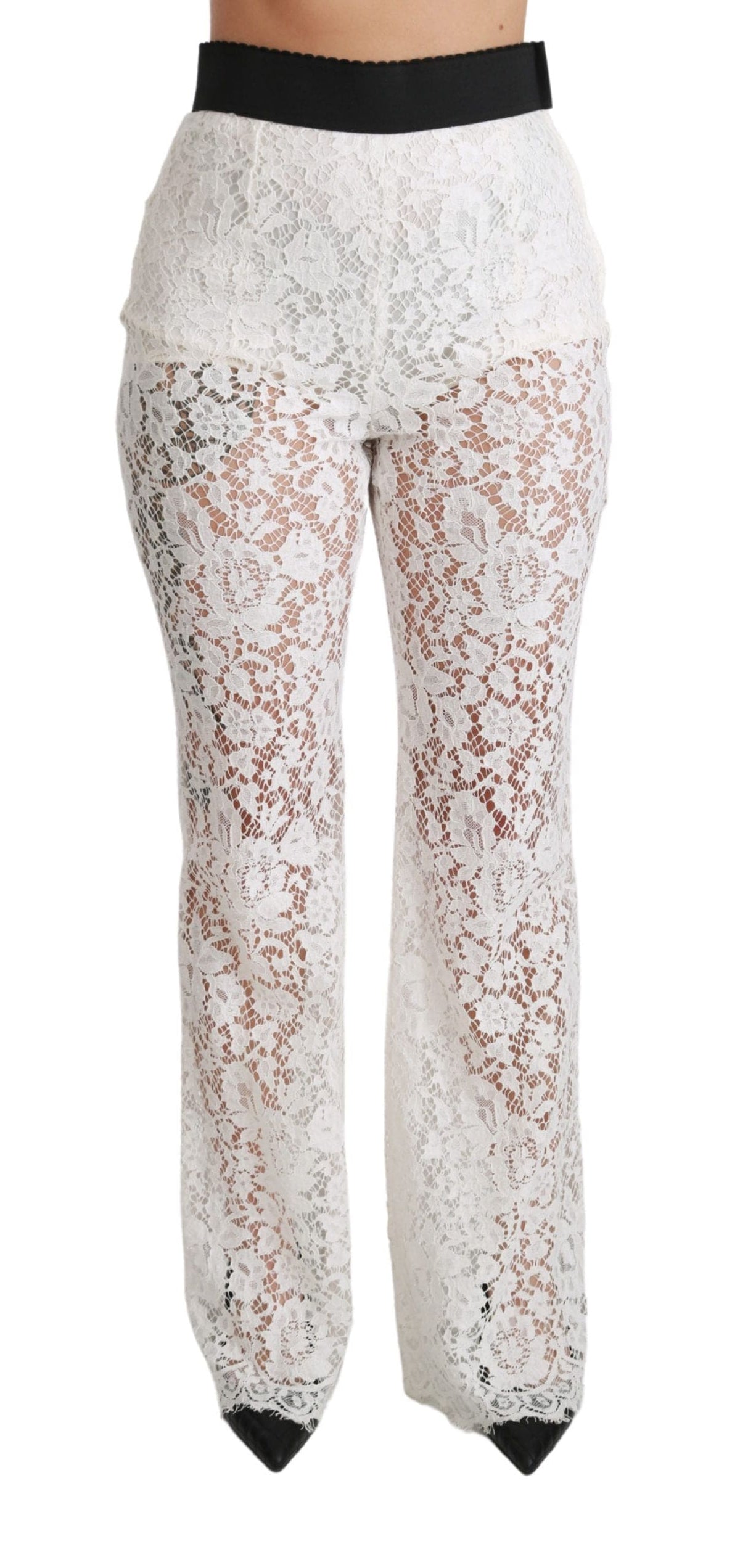 Pantalon taille haute élégant en dentelle blanche Dolce &amp; Gabbana