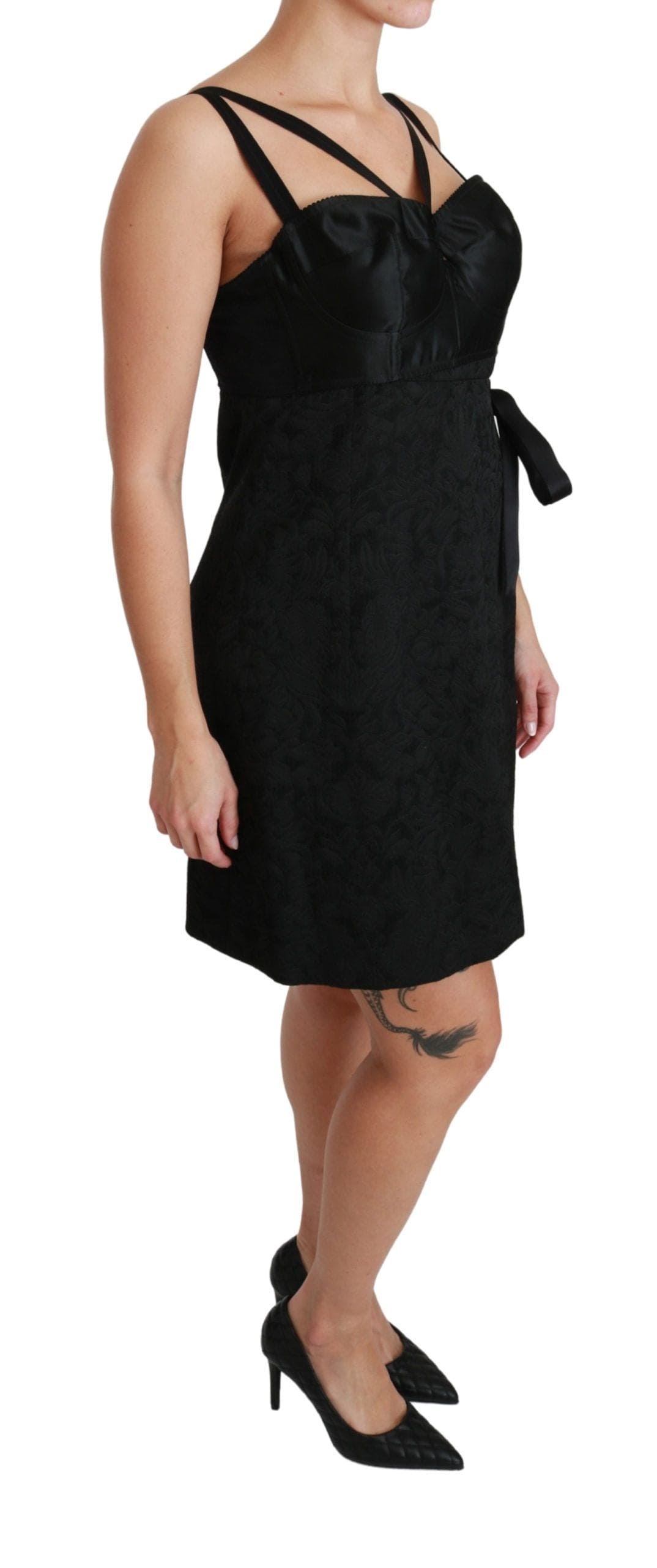 Robe fourreau élégante en jacquard noir Dolce &amp; Gabbana