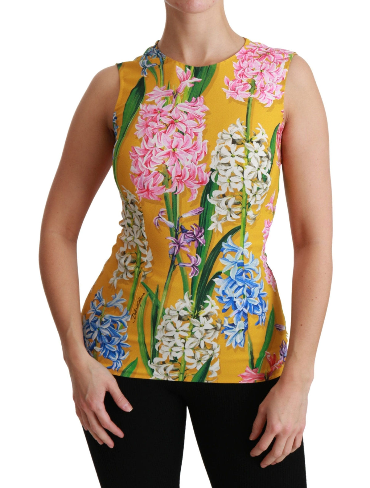 Blusa sin mangas con cuello redondo y estampado floral Sunshine de Dolce &amp; Gabbana