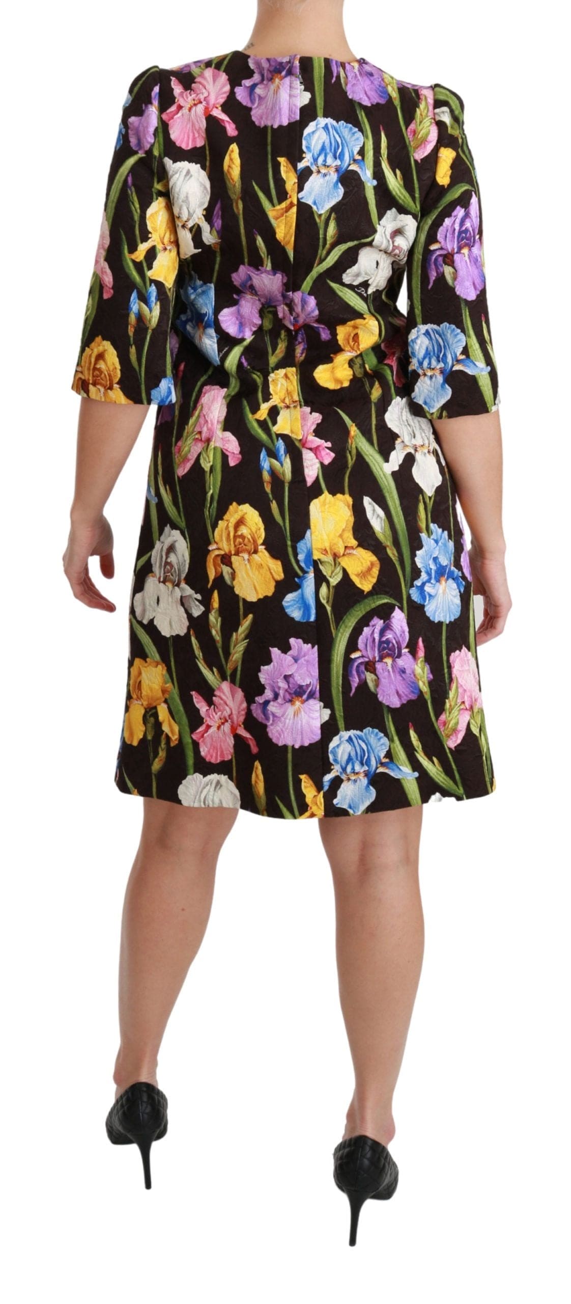 Robe courte droite en brocart fleuri Dolce &amp; Gabbana