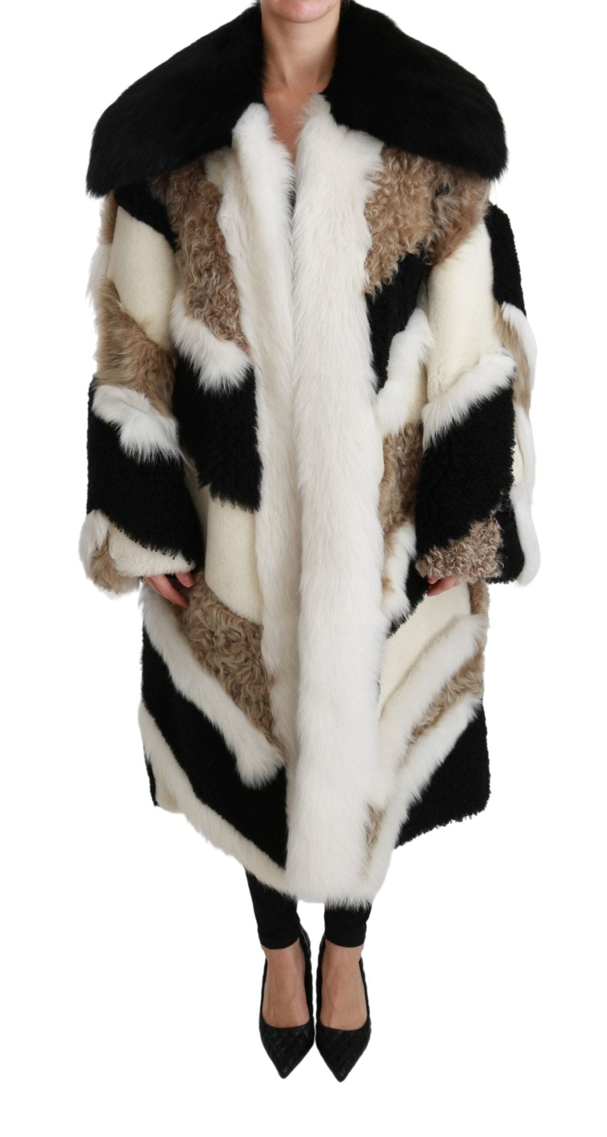 Manteau cape en peau de mouton multicolore élégant de Dolce &amp; Gabbana