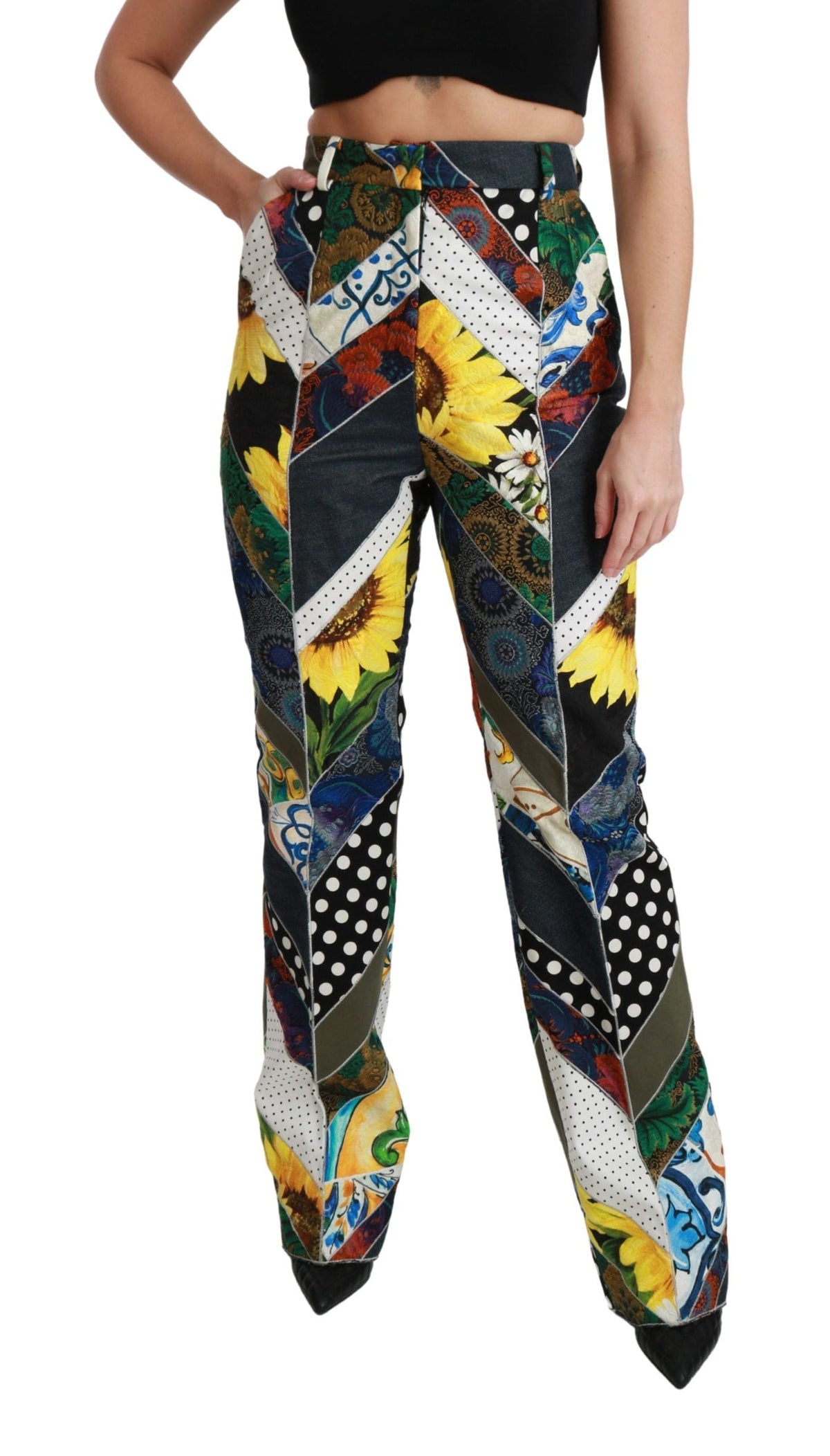 Pantalon droit multicolore taille haute élégant Dolce &amp; Gabbana