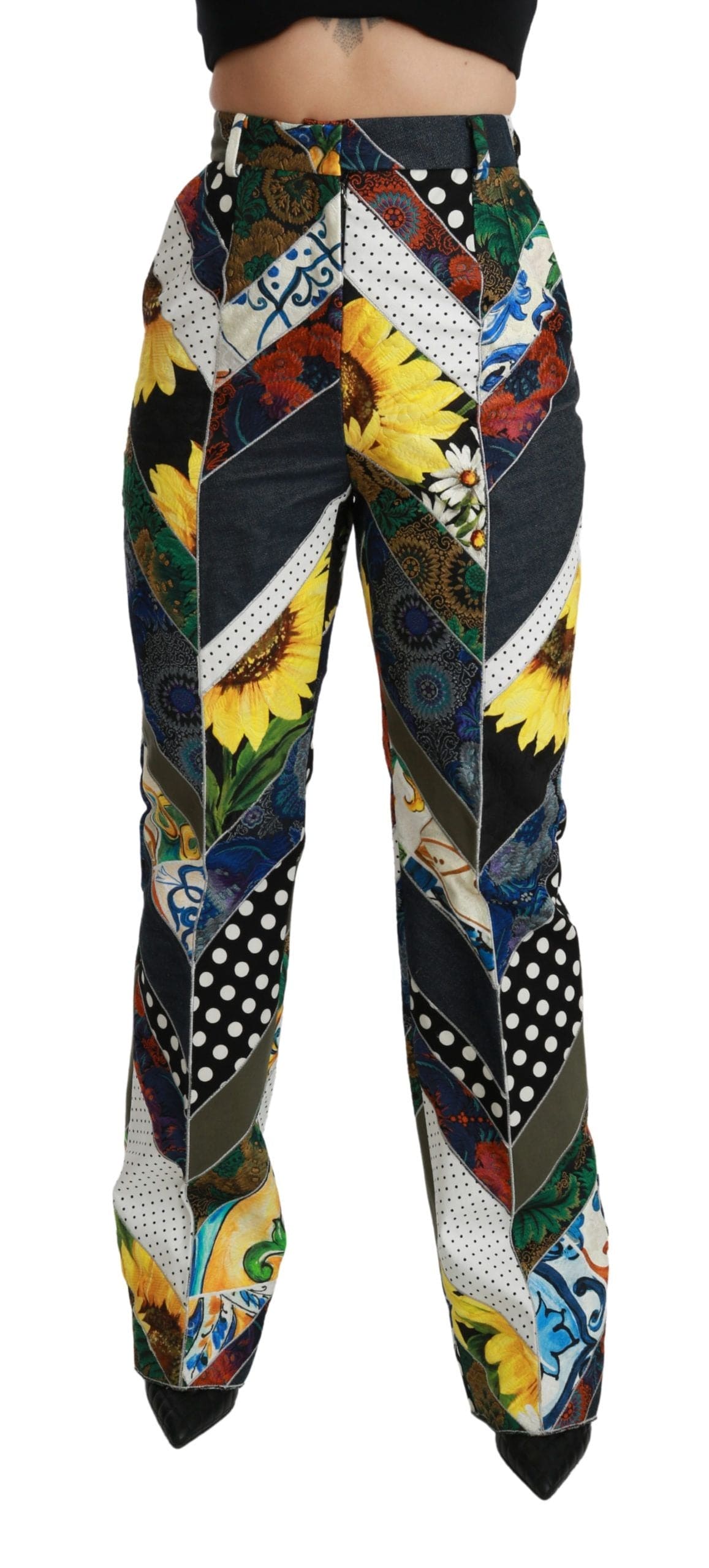 Pantalon droit multicolore taille haute élégant Dolce &amp; Gabbana