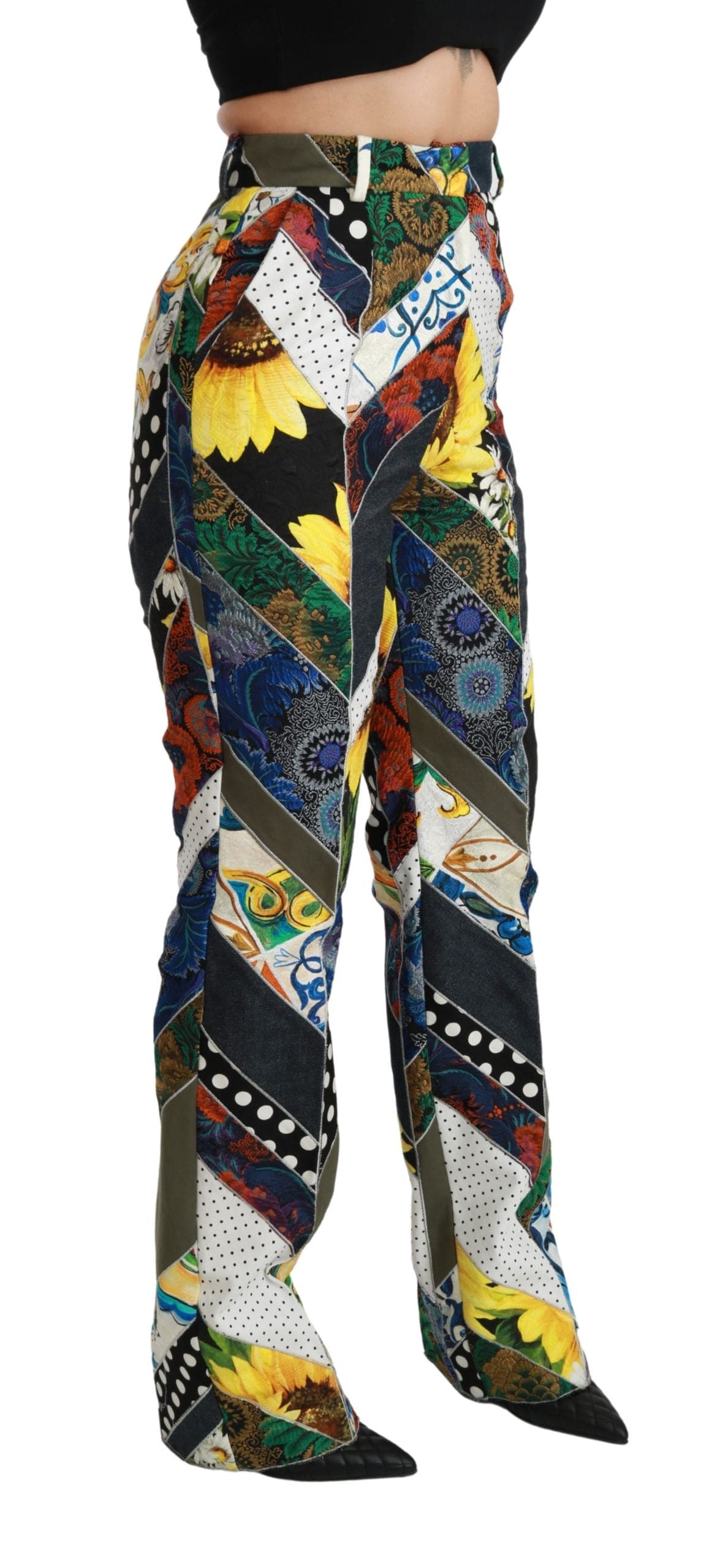 Pantalon droit multicolore taille haute élégant Dolce &amp; Gabbana