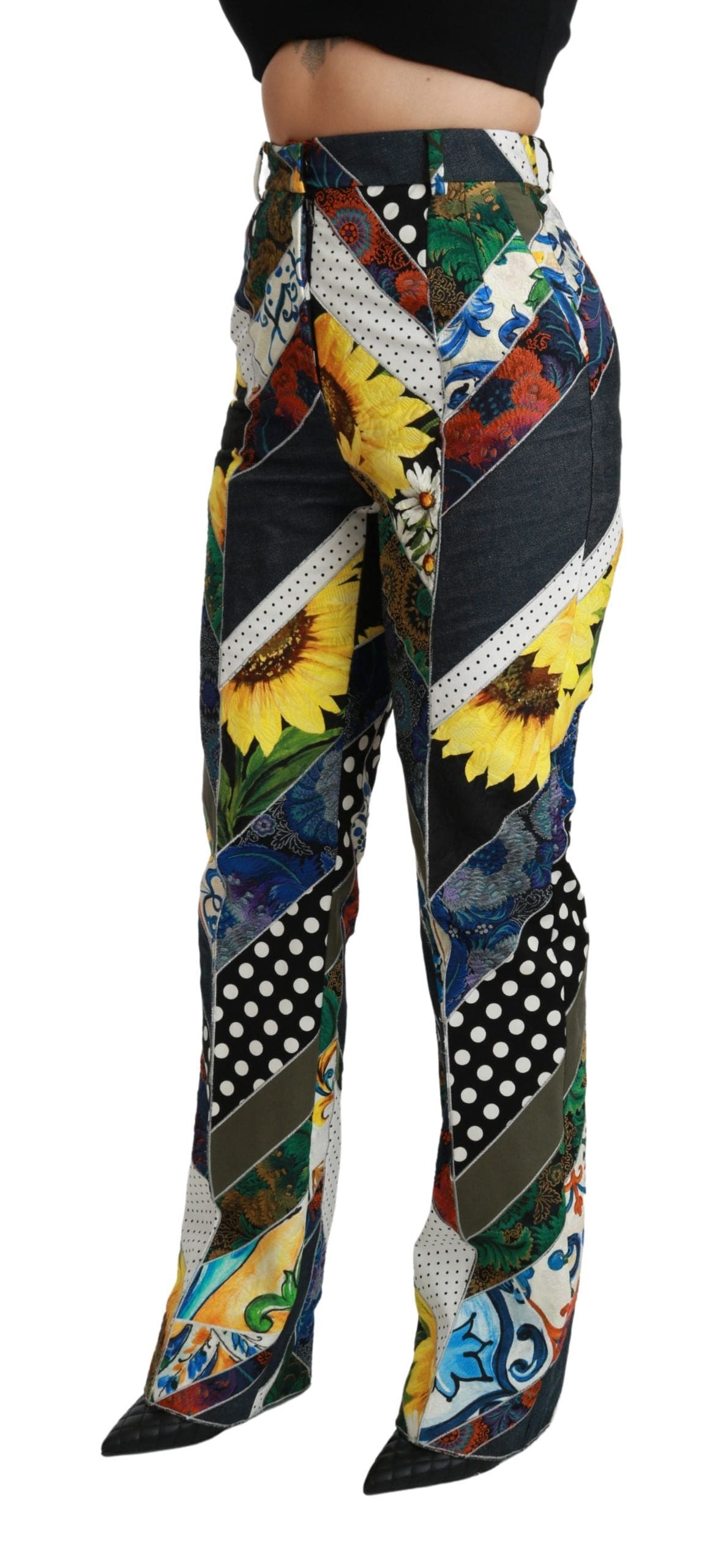 Pantalon droit multicolore taille haute élégant Dolce &amp; Gabbana