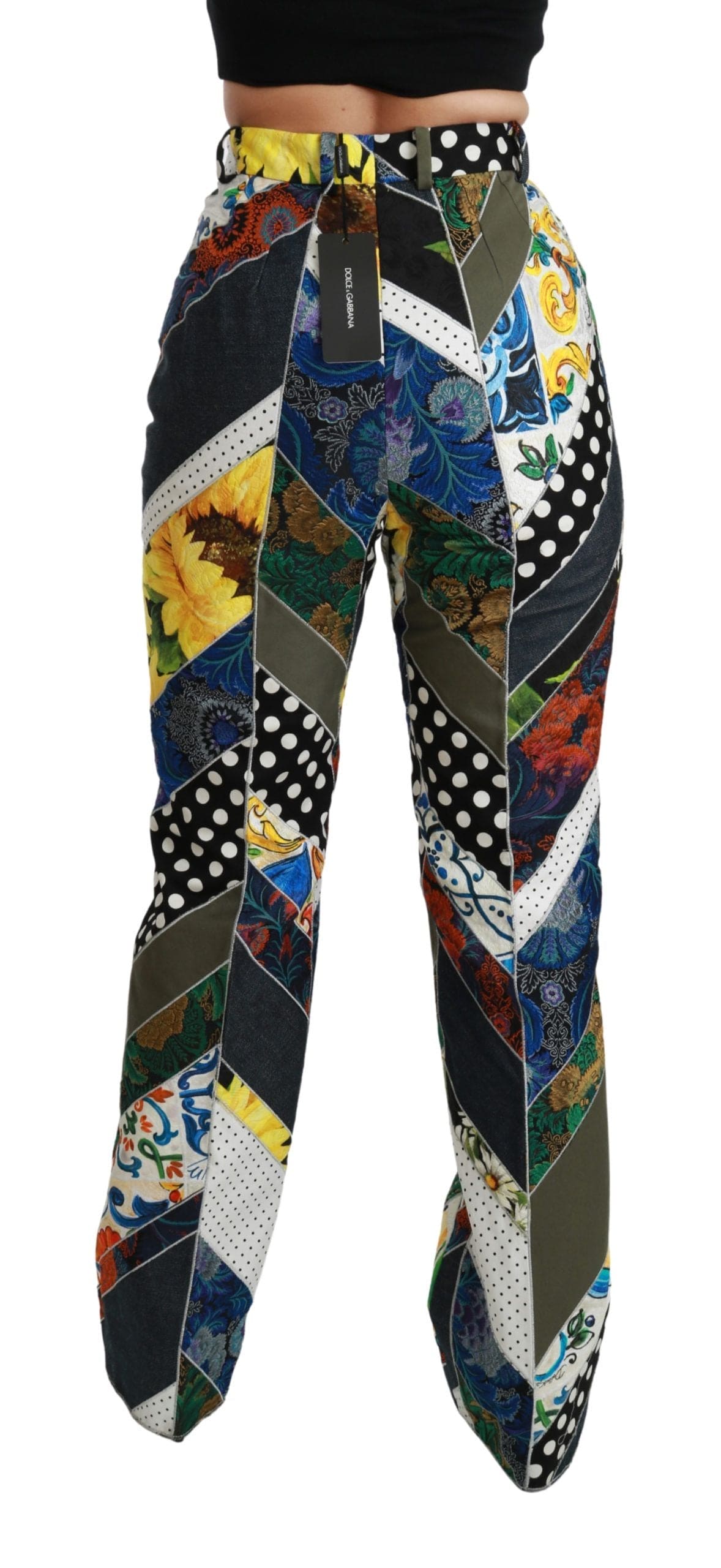 Pantalon droit multicolore taille haute élégant Dolce &amp; Gabbana