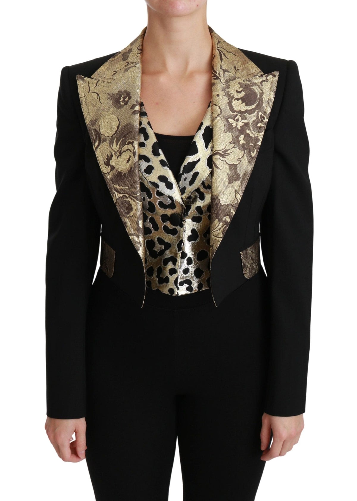 Ensemble veste et gilet fleuri noir et doré de Dolce &amp; Gabbana