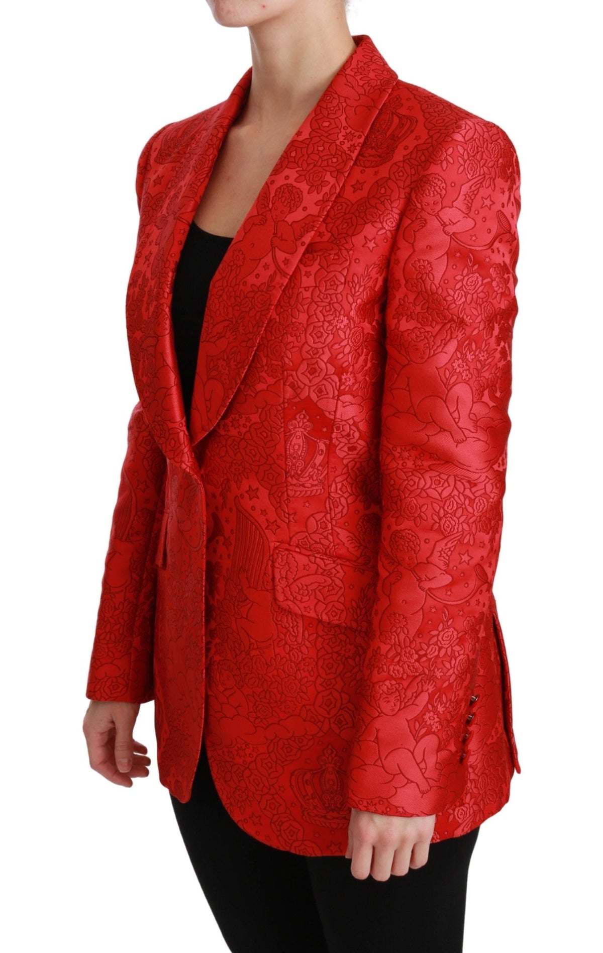 Blazer Dolce &amp; Gabbana à motif ange fleuri rouge