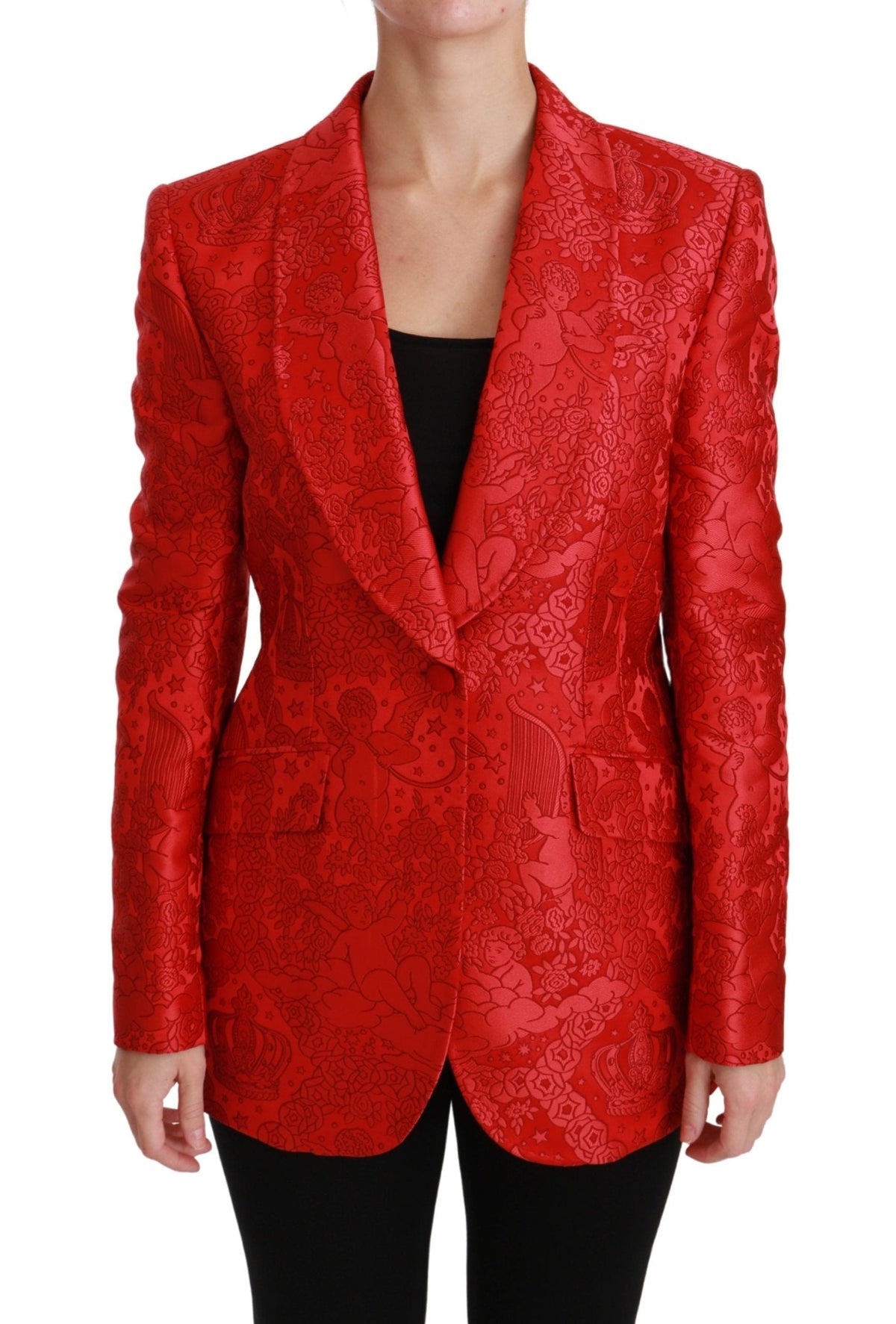 Blazer Dolce &amp; Gabbana à motif ange fleuri rouge