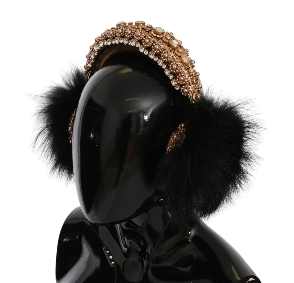 Casque audio Dolce &amp; Gabbana avec cristaux noirs et dorés