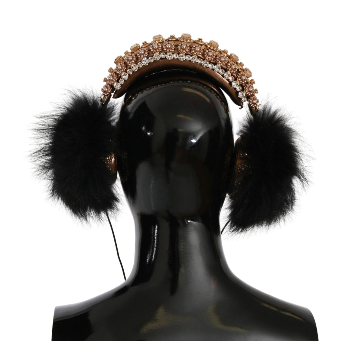 Auriculares Dolce &amp; Gabbana con adornos de cristales negros y dorados