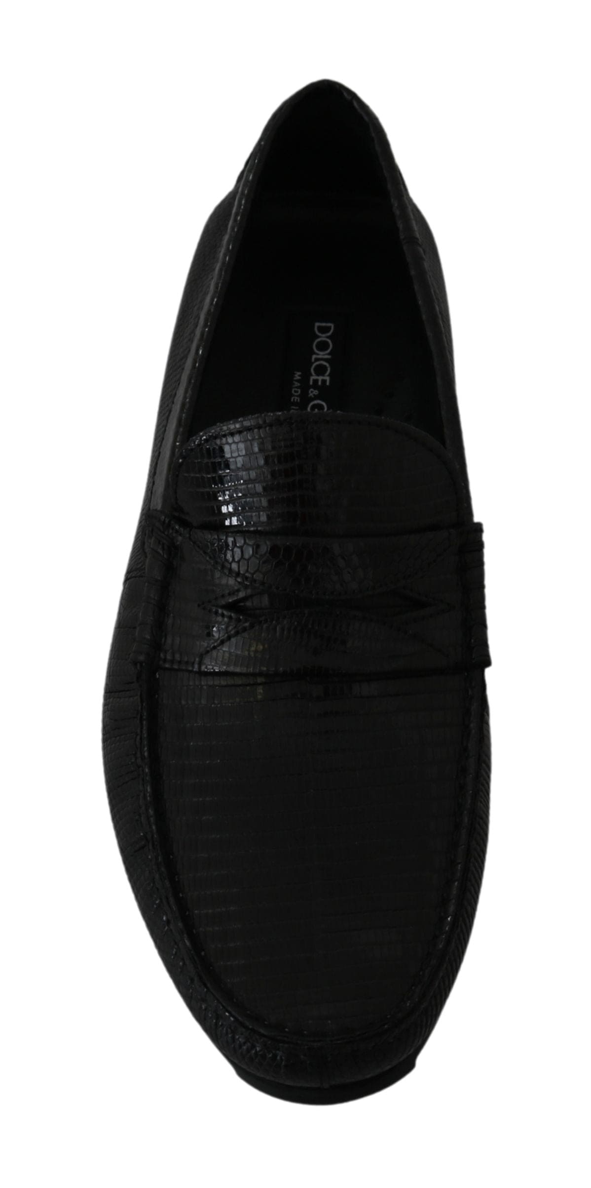 Mocassins Dolce &amp; Gabbana en cuir de lézard noir exquis