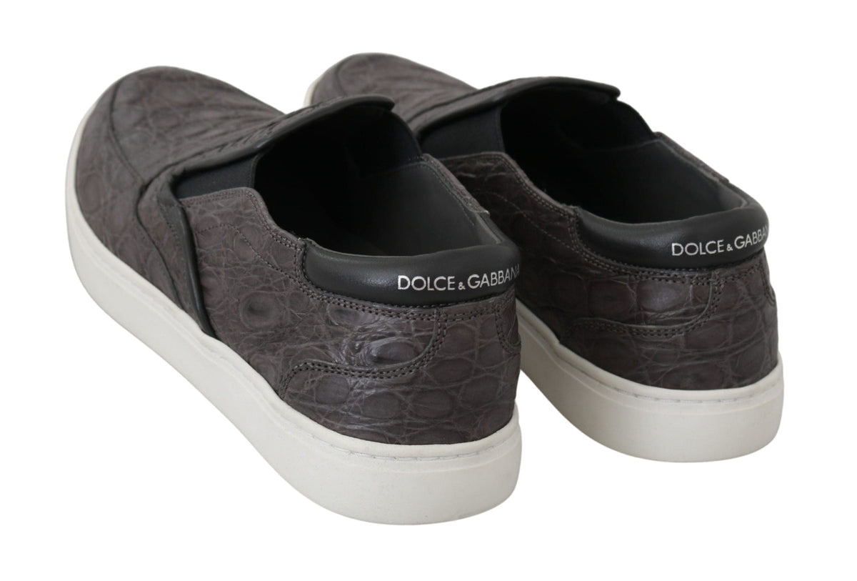 Mocassins élégants en cuir caïman gris Dolce &amp; Gabbana