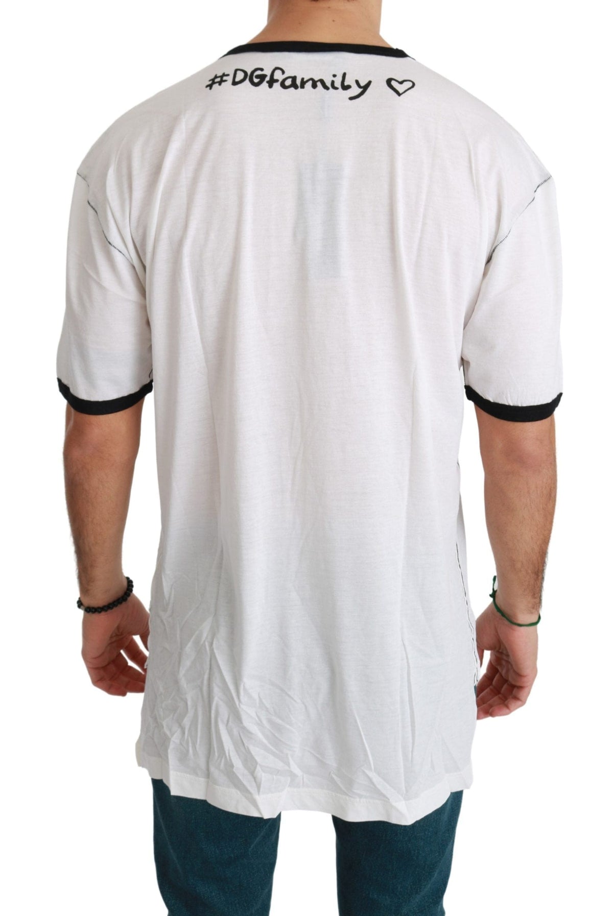 Camiseta elegante de hombre en mezcla de seda blanca de Dolce &amp; Gabbana