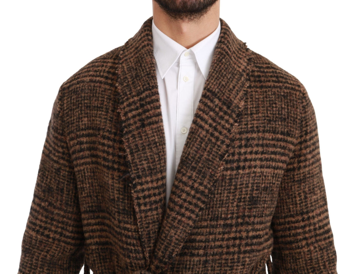 Veste cape ceinturée élégante en mélange d'alpaga marron Dolce &amp; Gabbana