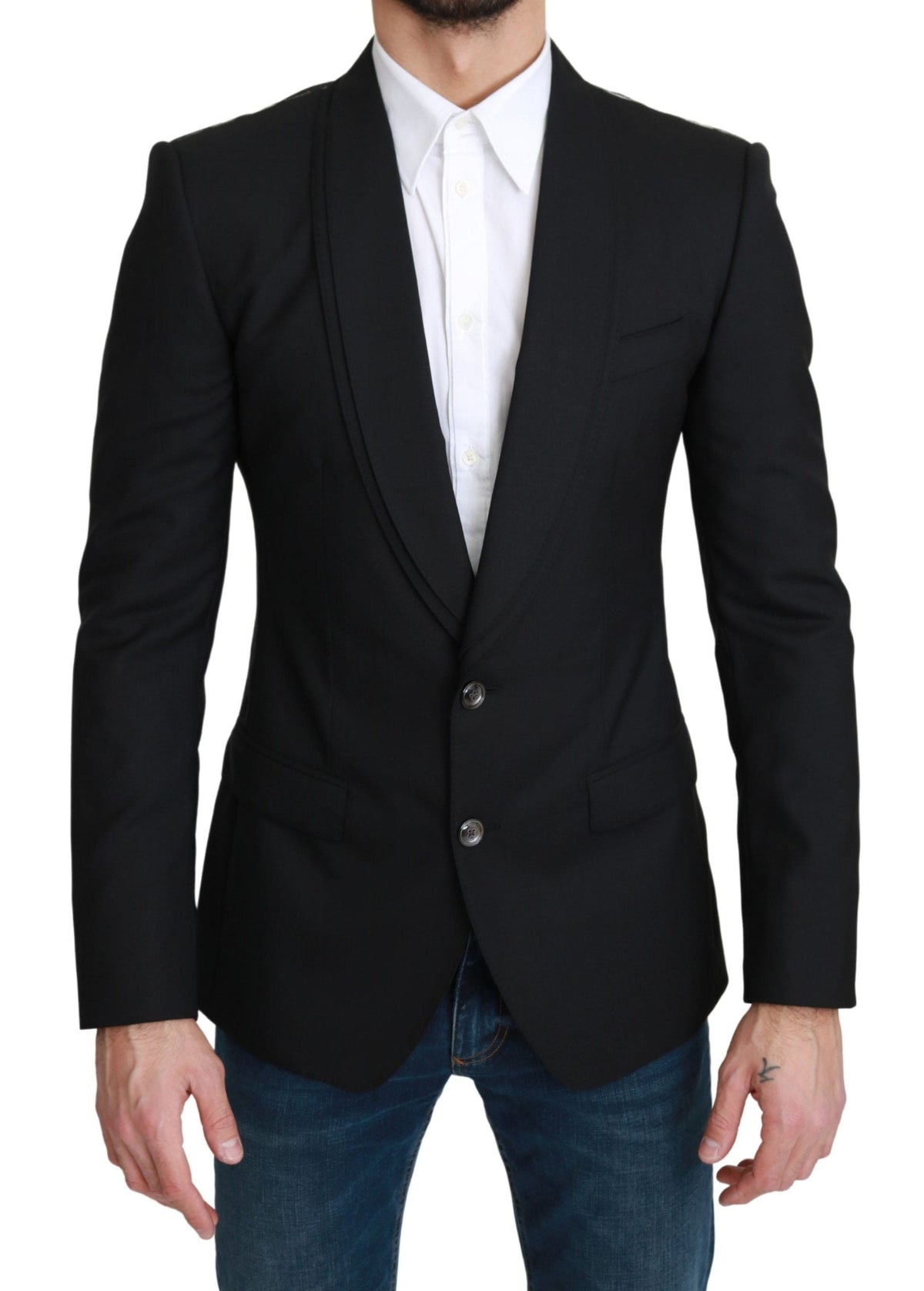 Blazer formal elegante de lana virgen negra de Dolce &amp; Gabbana