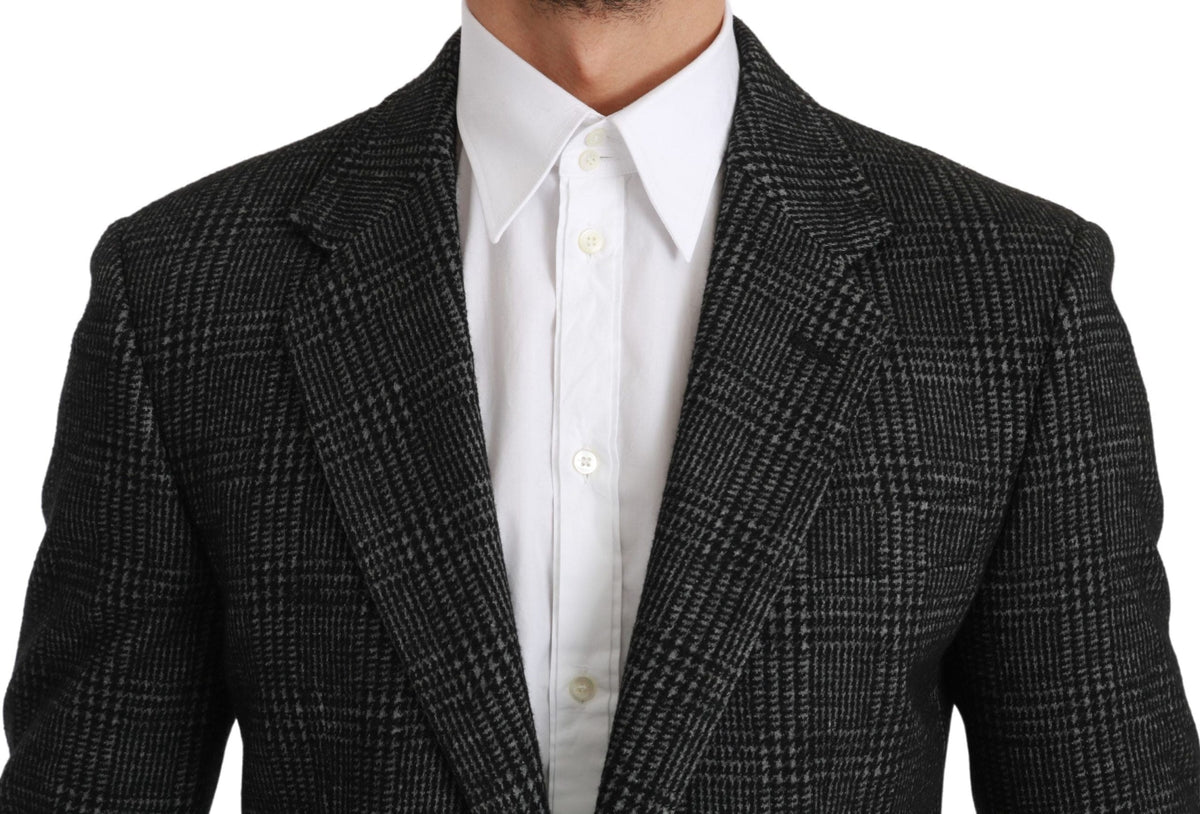 Blazer slim élégant à carreaux gris Dolce &amp; Gabbana