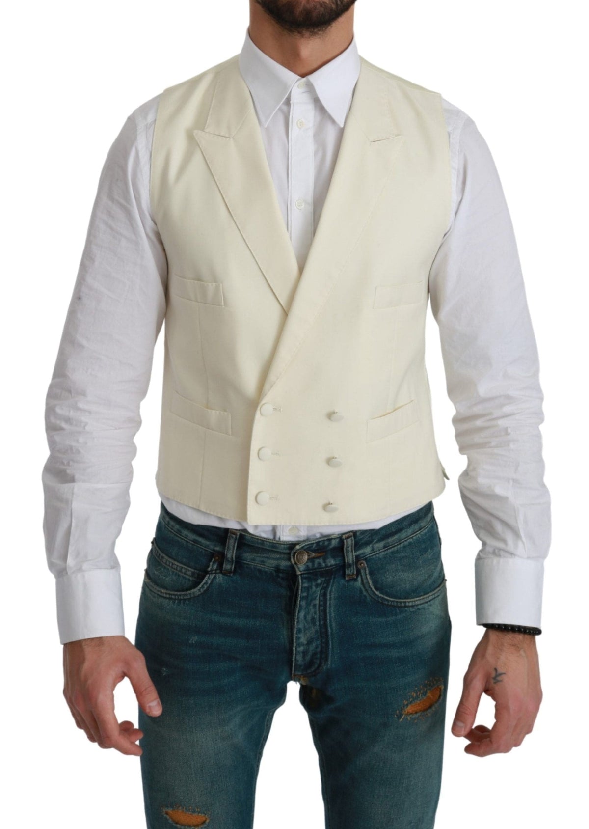 Gilet élégant en laine crème Dolce &amp; Gabbana