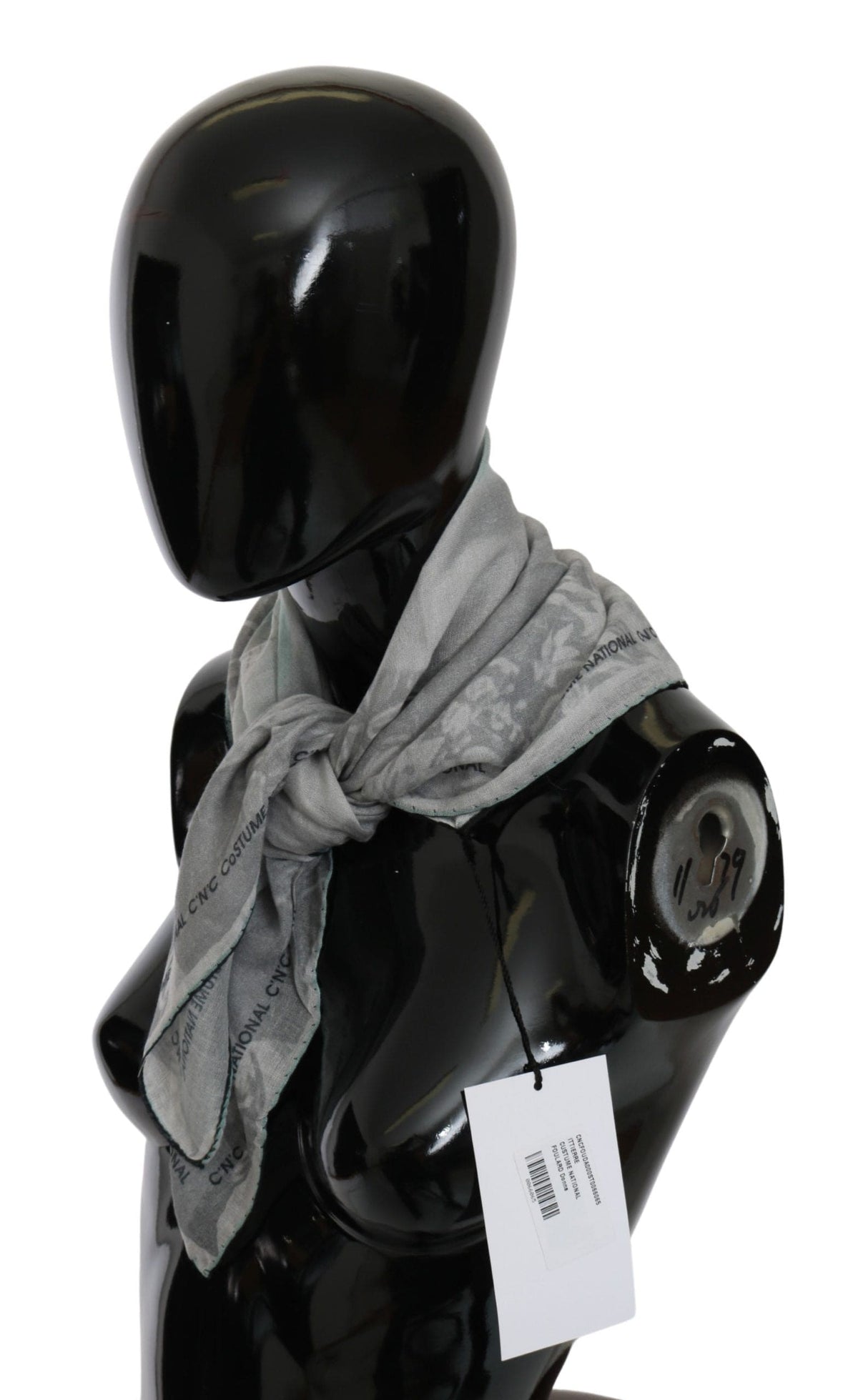 Costume National Élégant Foulard En Soie Gris Pour Femme