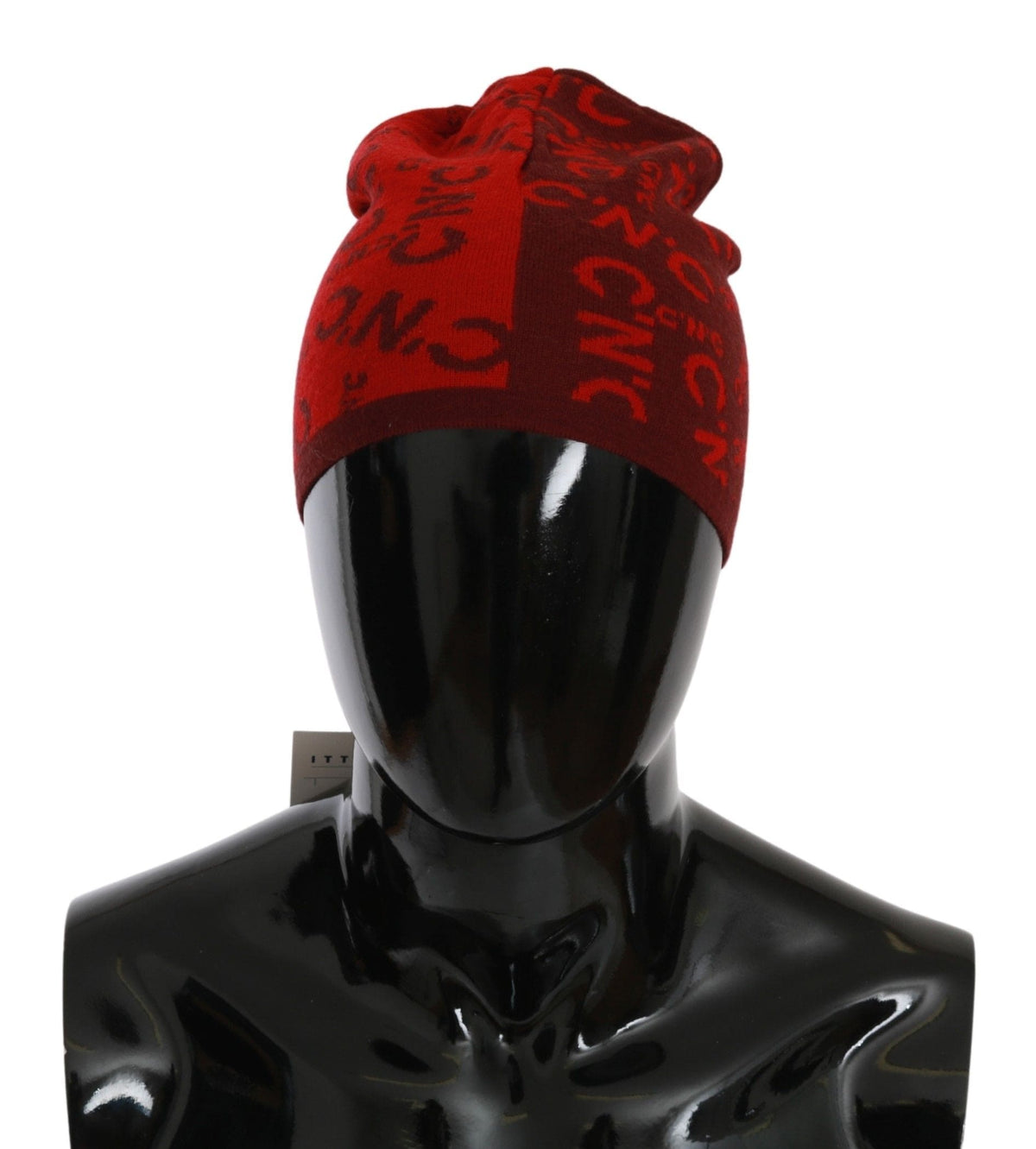 Costume National Chic Bonnet Rouge Mélange Laine