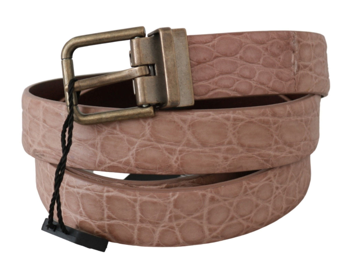 Ceinture élégante à boucle dorée brossée en peau exotique Dolce &amp; Gabbana