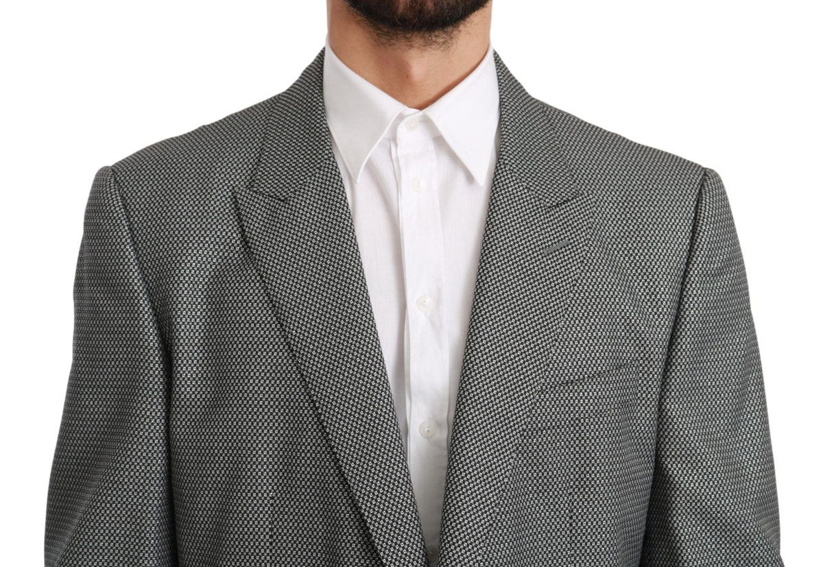 Blazer elegante de corte entallado con estampado de fantasía en gris de Dolce &amp; Gabbana