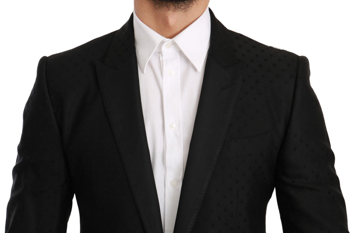 Blazer élégant en laine mélangée à pois noirs Dolce &amp; Gabbana