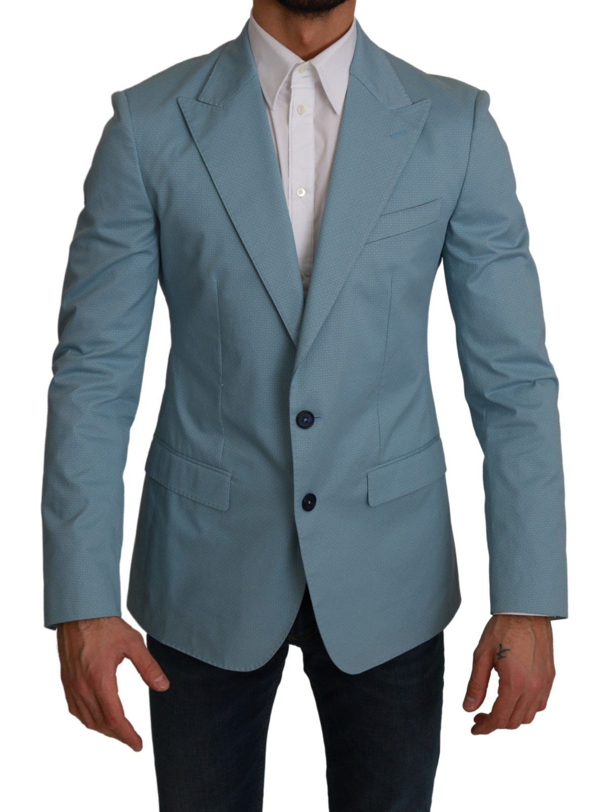 Blazer élégant à motif fantaisie bleu Dolce &amp; Gabbana