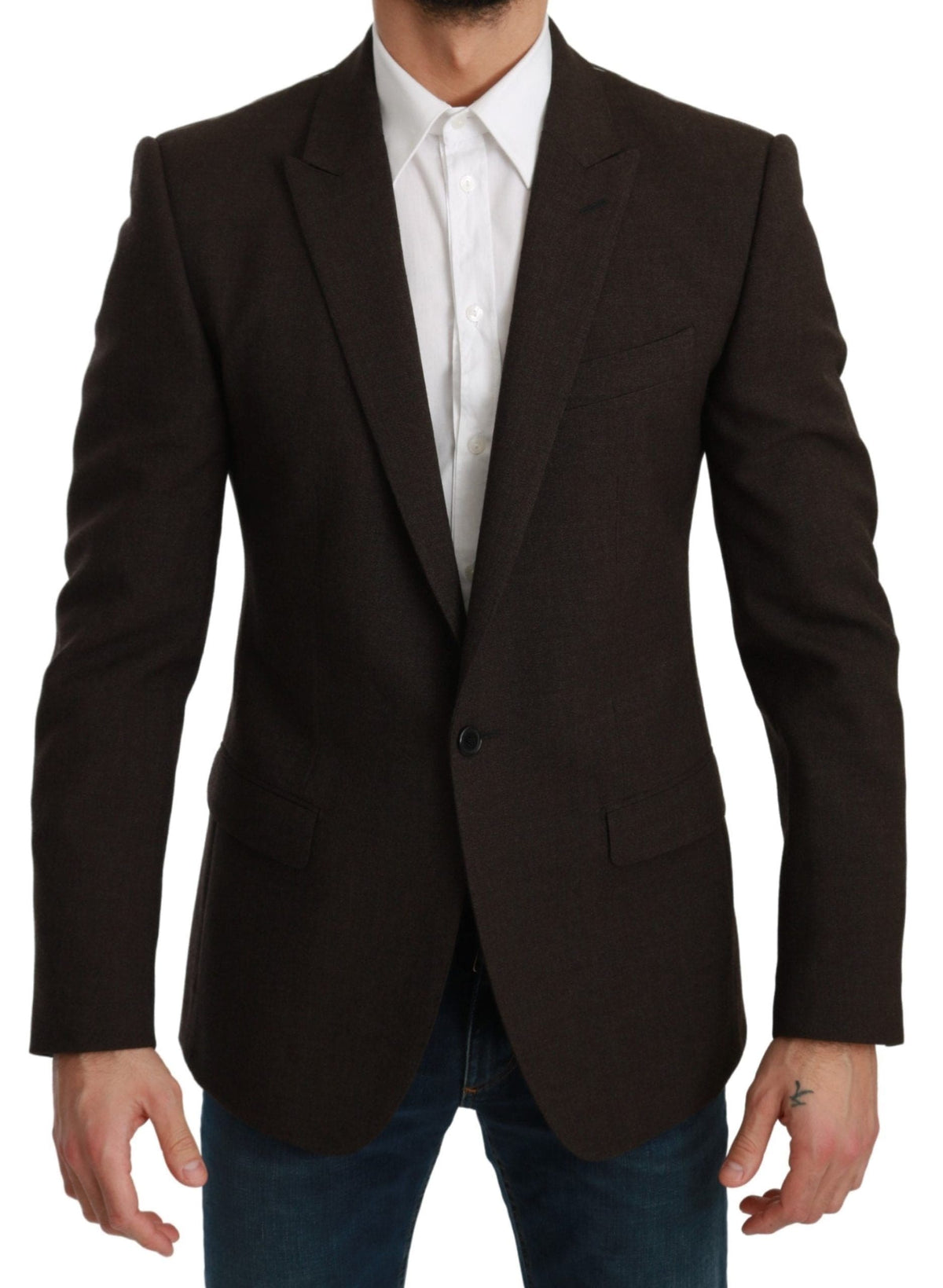 Blazer Martini élégant en laine vierge marron Dolce &amp; Gabbana