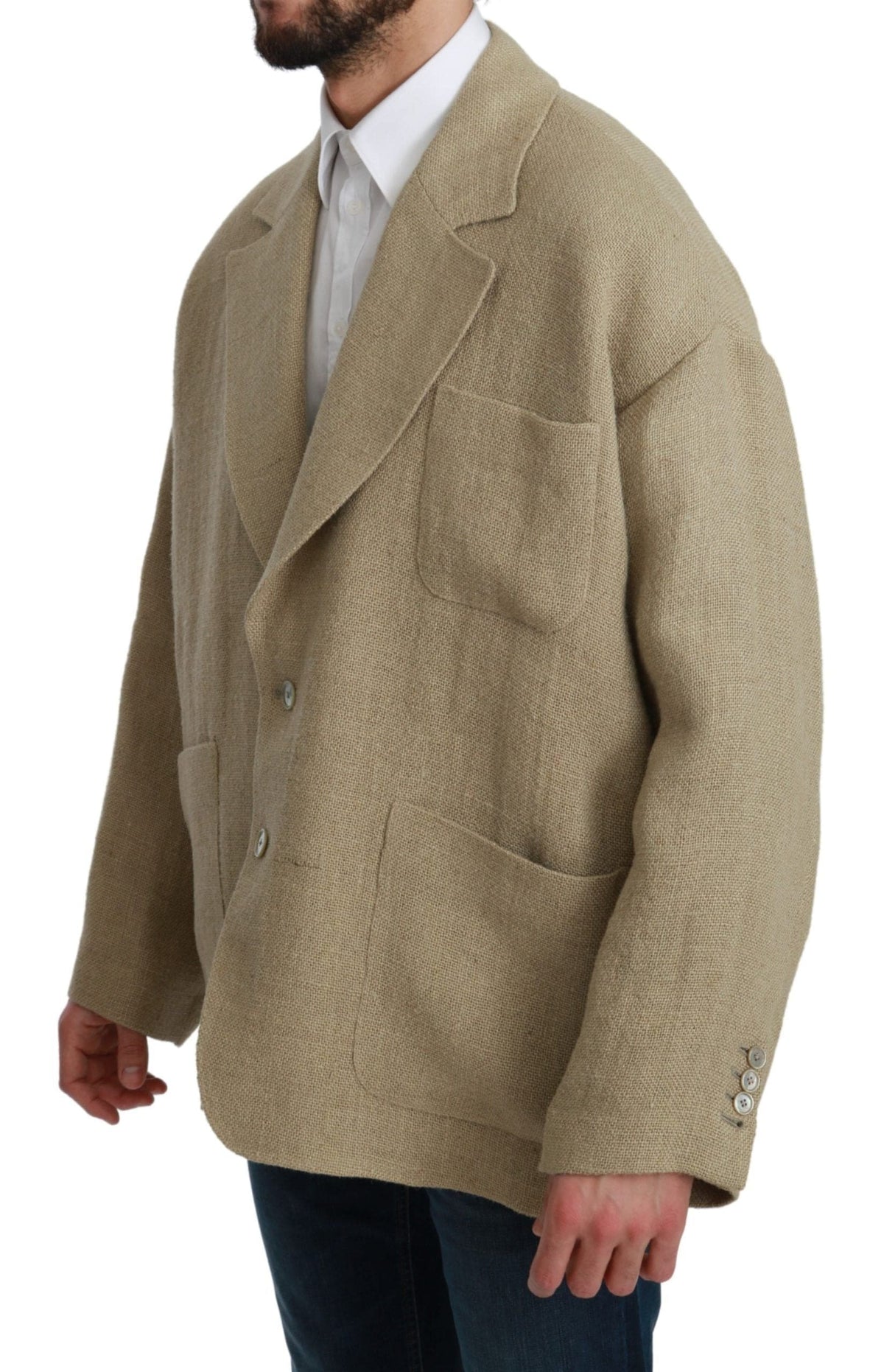 Blazer simple boutonnage en jute beige chic Dolce &amp; Gabbana