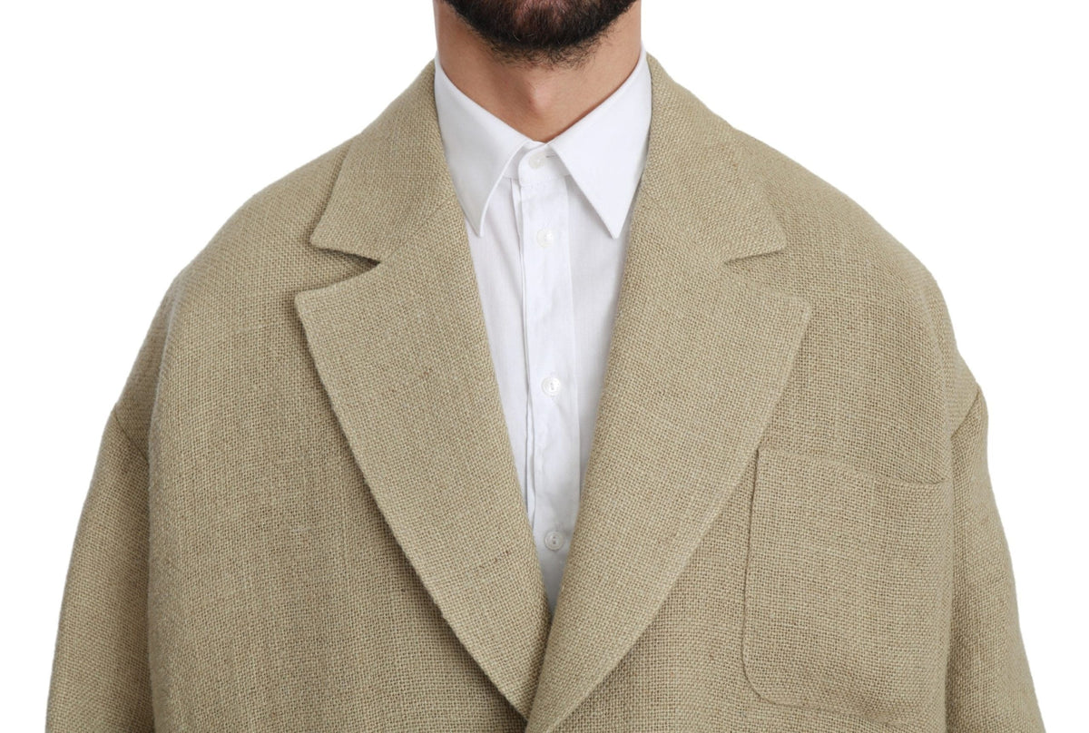 Blazer simple boutonnage en jute beige chic Dolce &amp; Gabbana