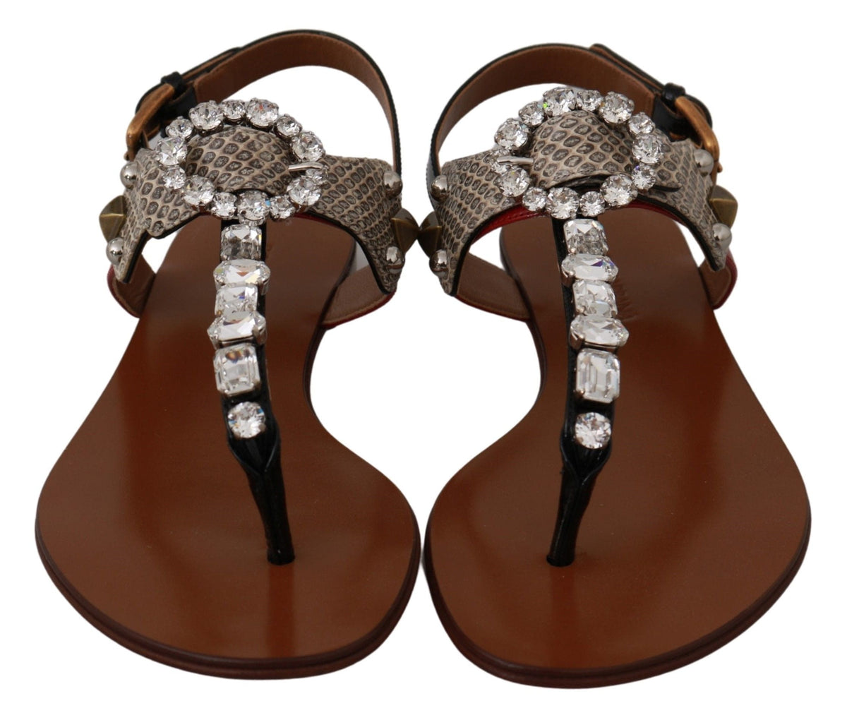 Elegantes sandalias de tiras con encanto exótico de Dolce &amp; Gabbana