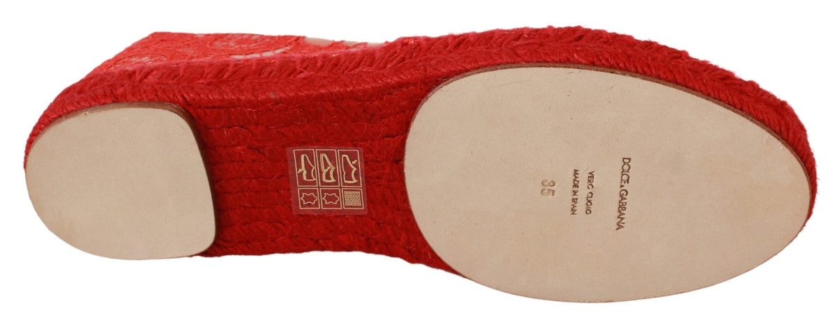 Espadrilles plates en viscose rouge Dolce &amp; Gabbana