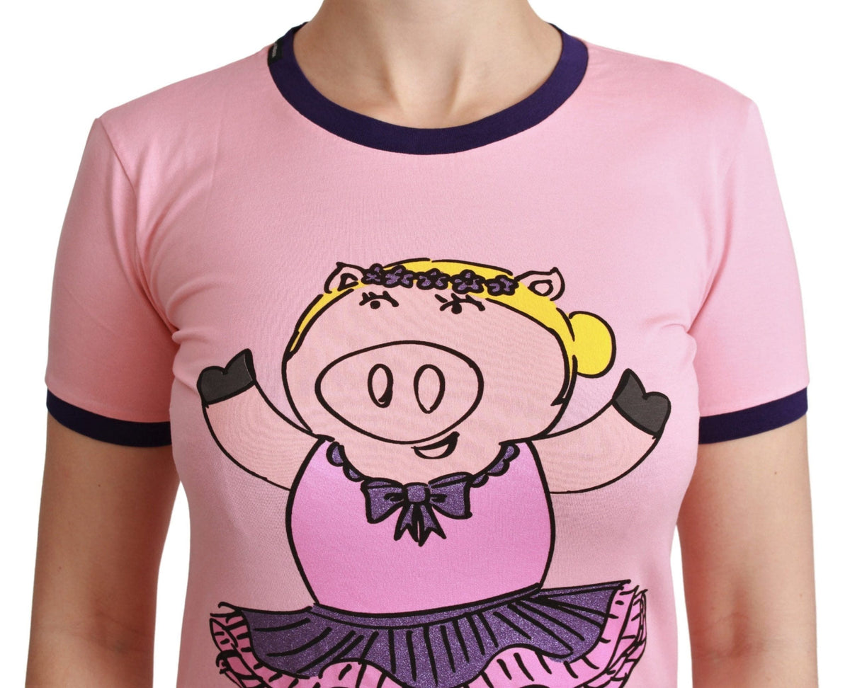 T-shirt ras du cou rose Dolce &amp; Gabbana Année du cochon