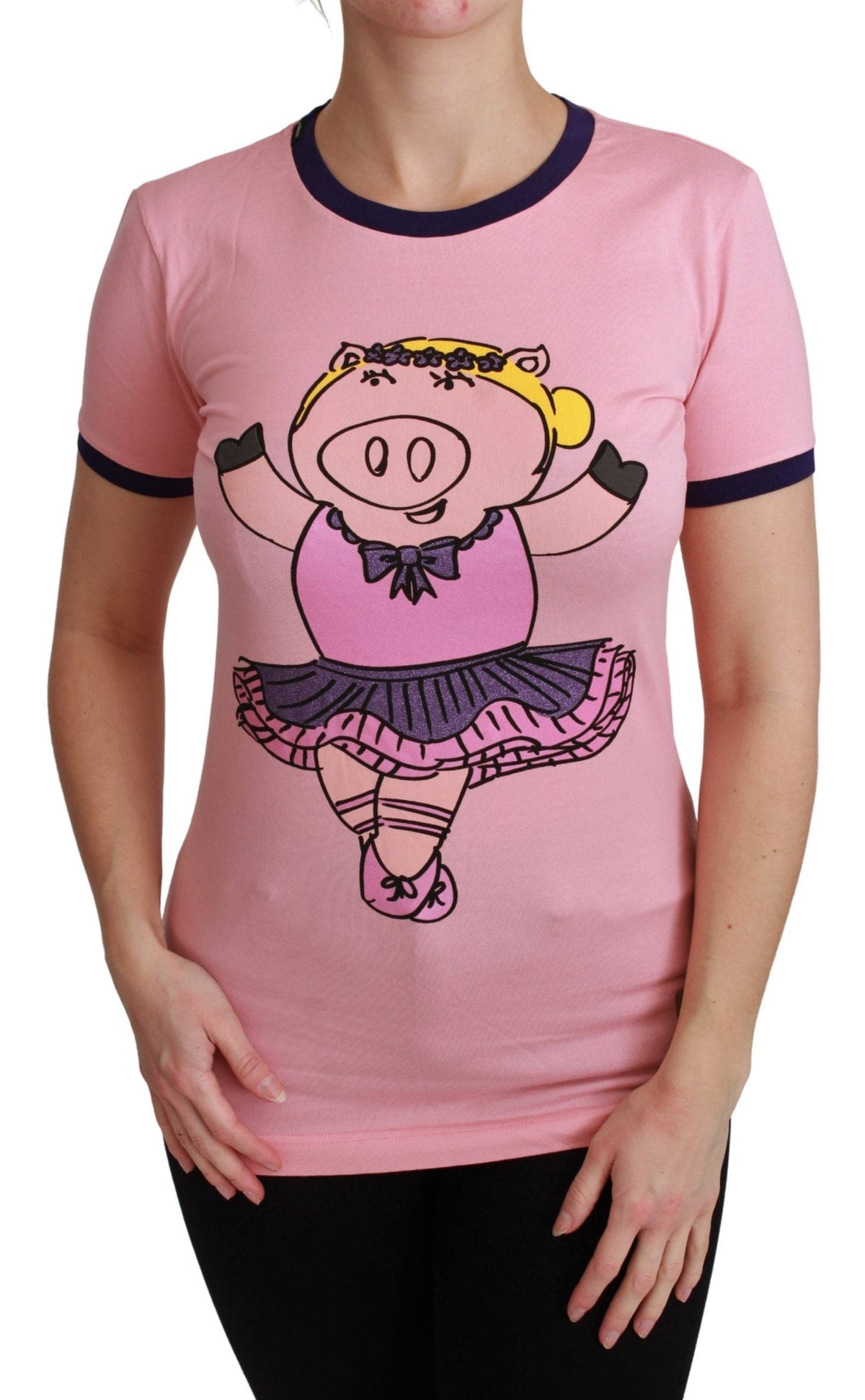 T-shirt ras du cou rose Dolce &amp; Gabbana Année du cochon