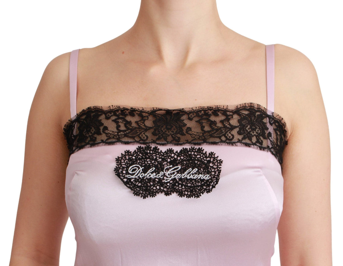 Elegante camiseta sin mangas con detalle de encaje de seda de Dolce &amp; Gabbana